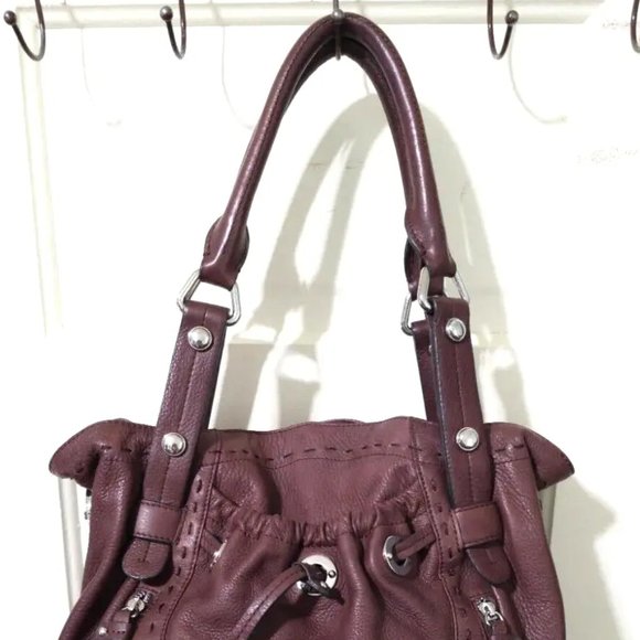 NEW B Makowsky Western Brown 100% Leather Shoulder Bag Purse Magnet Zip Close - Picture 3 of 13